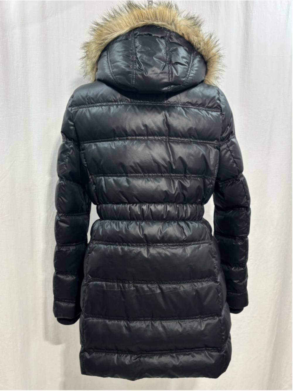 Women's Vintage Juicy Couture Y2K Black Puffer Coat with Faux Fur Hood Size XL - Picture 4 of 10